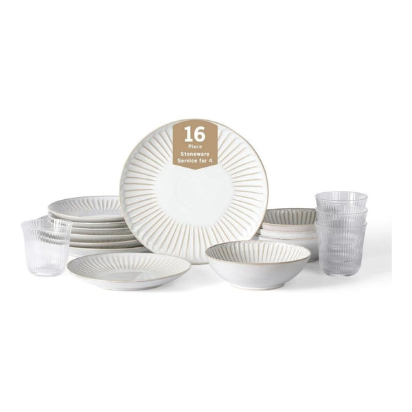 16-Piece Stone Lain Linea Dinnerware Set