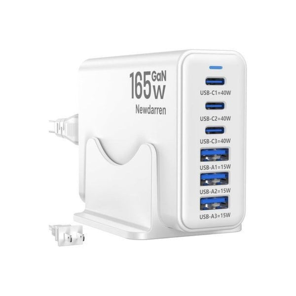 6-Port 165W GaN USB-C Charging Station