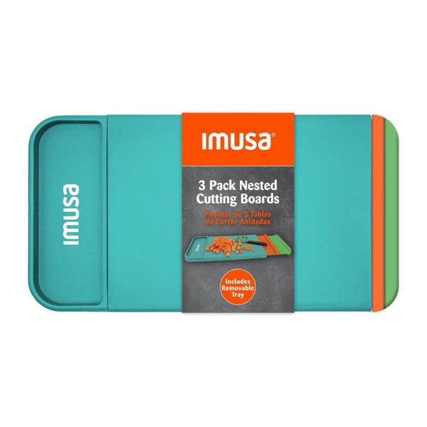 3-Pack IMUSA Nesting Cutting Board Set with Removable Tray