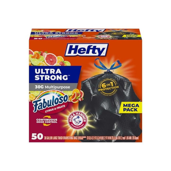 50 Pack Hefty Ultra Strong 30 Gallon Trash Bags