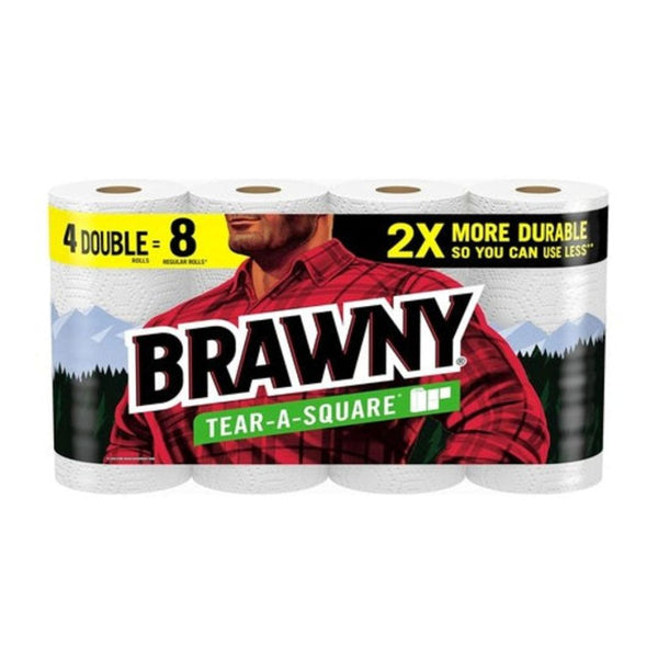 4 Double Rolls Brawny Tear A Square Paper Towels