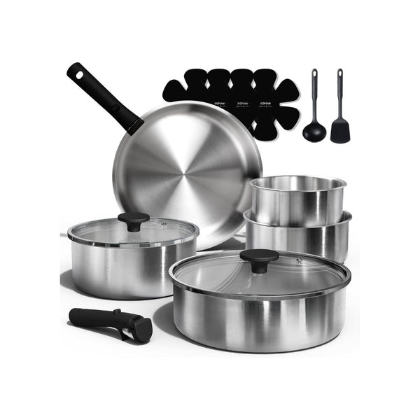 CAROTE 15 Pc Stainless Steel Cookware Set