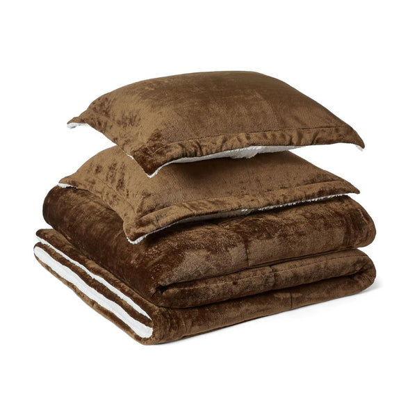 Amazon Basics Reversible Sherpa Comforter Set with Pillow Sham