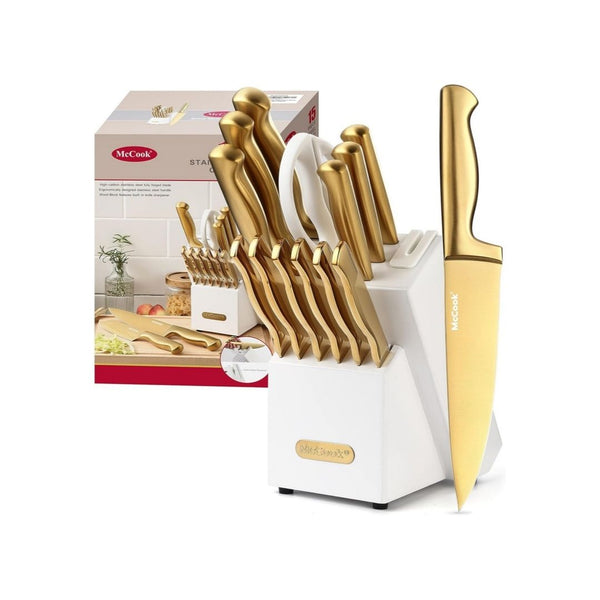 McCook Stainless Steel Knife Block Sets with Built-in Sharpener