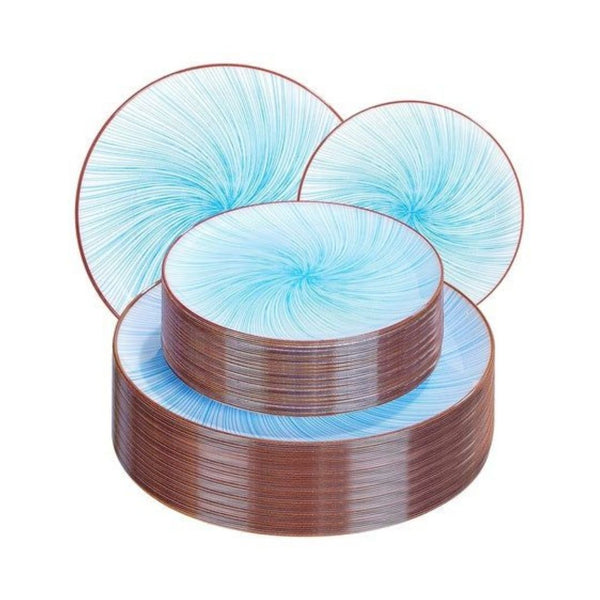 60 Blue Disposable Dinner & Dessert Plates