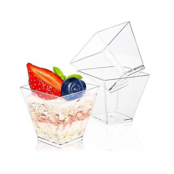 50-Pk Mini Plastic Square Dessert Cups