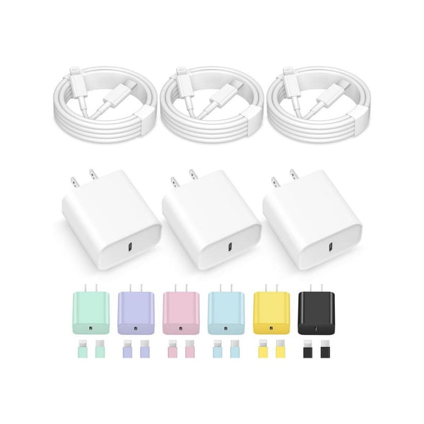 3-Pack USB C Wall Charger with Fast Charging Cable