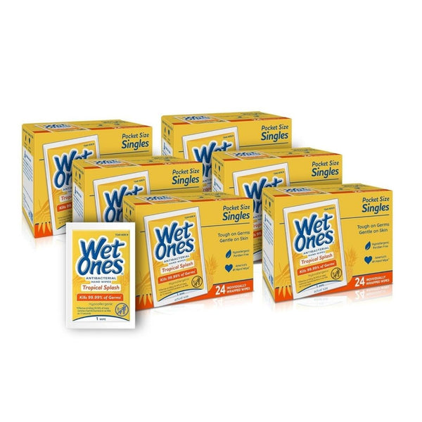 6-Pack 24-Count Wet Ones Antibacterial Hand Wipes Singles