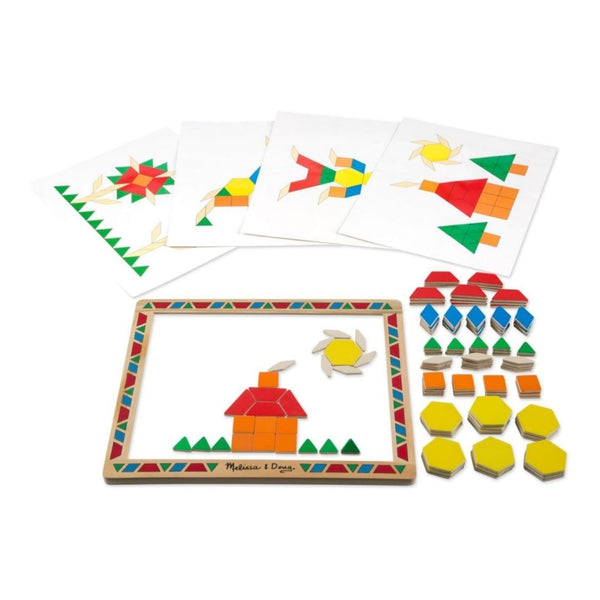 Melissa & Doug Deluxe Wooden Magnetic Pattern Blocks Set