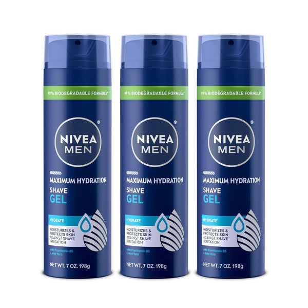 3 Cans of NIVEA MEN Maximum Hydration Shave Gel