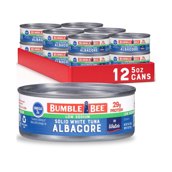 12 Cans of Bumble Bee Low Sodium Solid White Albacore Tuna in Water