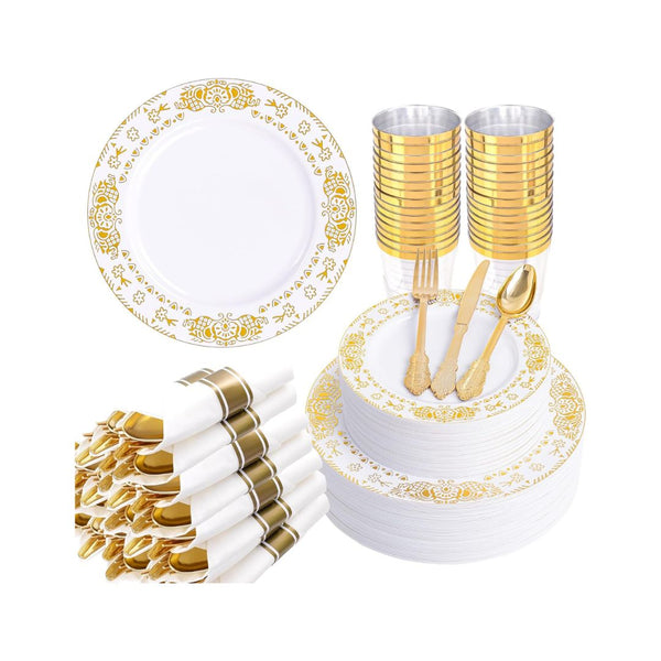 350 Pcs Plastic Disposable Dinnerware Set