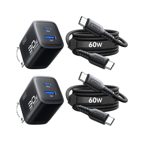 2 INIU 30W USB-C Chargers with Cables