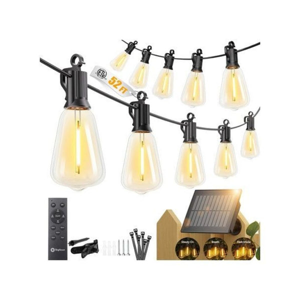 52FT Solar Outdoor String Lights with Remote