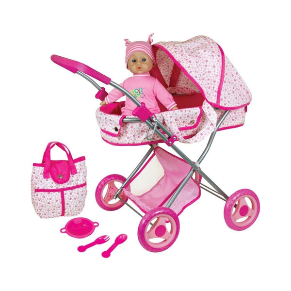 Lissi Deluxe Doll Pram & 13-Inch Baby Doll Set
