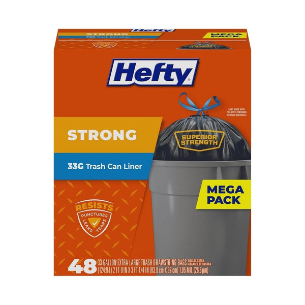 48 33-Gallon Hefty Strong Extra Large Trash Bags