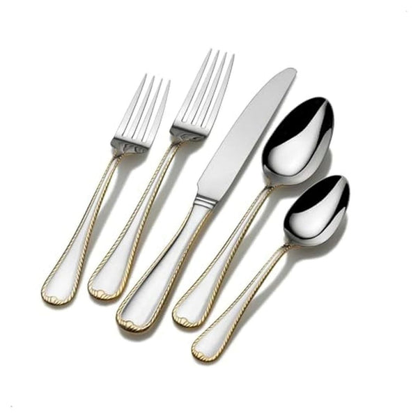 65 Piece Mikasa Cameo Gold Flatware Set