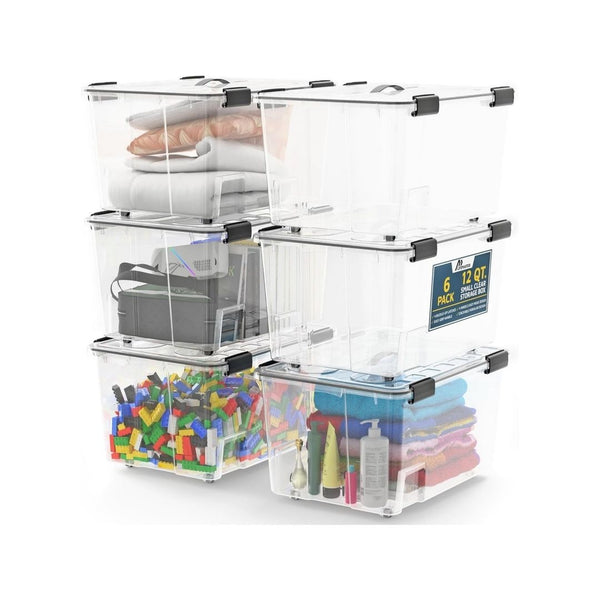 6-Pcs 12 Quarts Lifemaster Stackable Storage Box Set