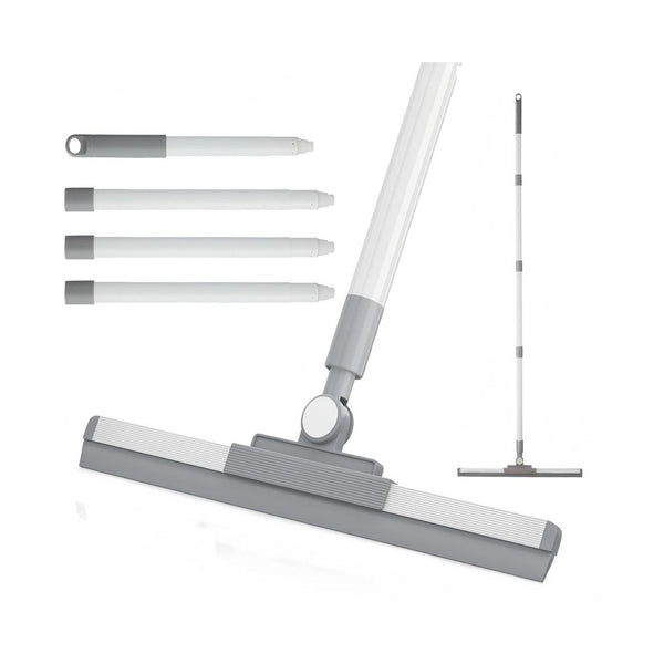 Floor Squeegee Broom with Long Handle and Rubber Blade