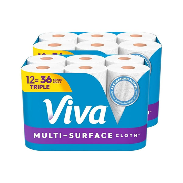 12 Triple Rolls of Viva Multi-Surface Cloth Paper Towels