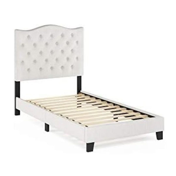 Furinno Lille Button Tufted Bed Frame, Twin,
