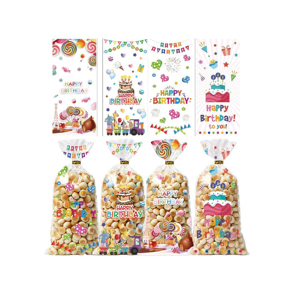 Pack of 100 Happy Birthday Cellophane Treat Bags