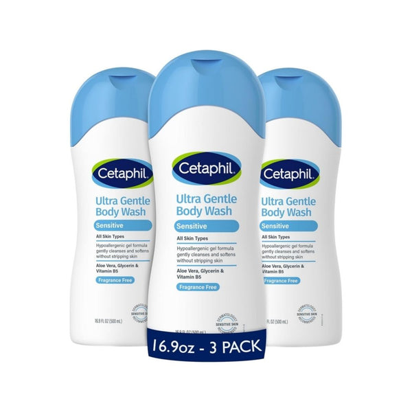 3 Bottles of Cetaphil Ultra Gentle Body Wash