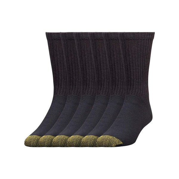 6 Pairs of GOLDTOE Men’s Cotton Crew Athletic Socks