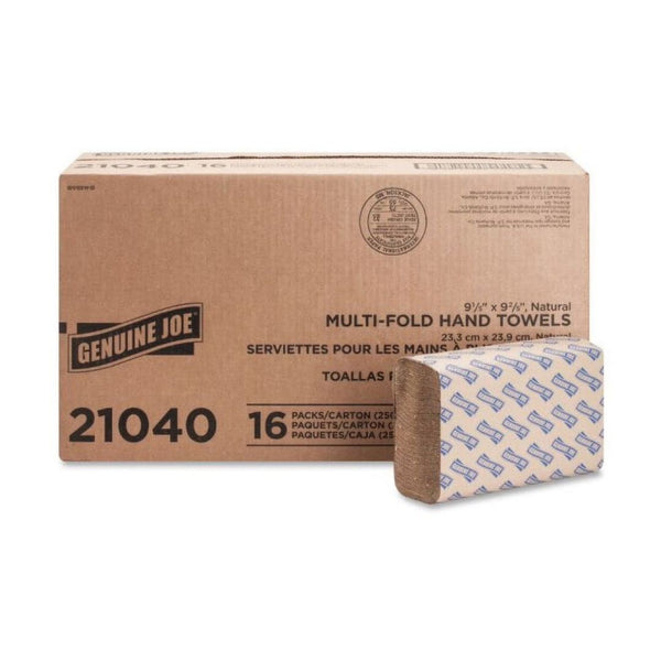 16 Packs of Genuine Joe Multi-Fold Natural Paper Towels