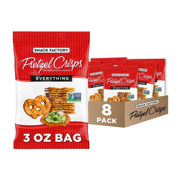 Pack of 8 Snack Factory Pretzel Crisps Everything