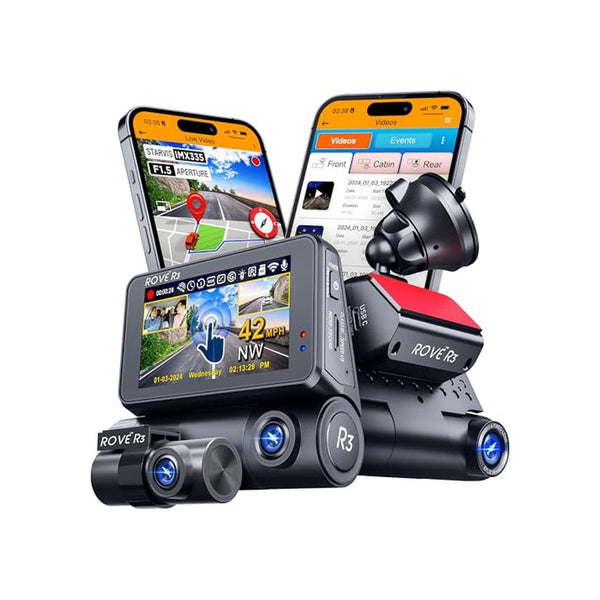 ROVE R3 Touch Screen 3 Channel Dash Cam 1440P