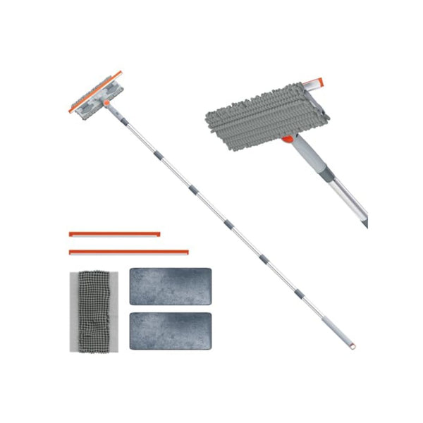6.4FT Extendable 2-in-1 Window Squeegee & Scrubber