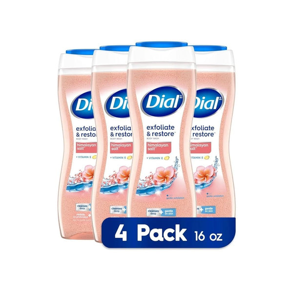 4 Bottles of Dial Body Wash, Exfoliate & Restore Himalayan Salt
