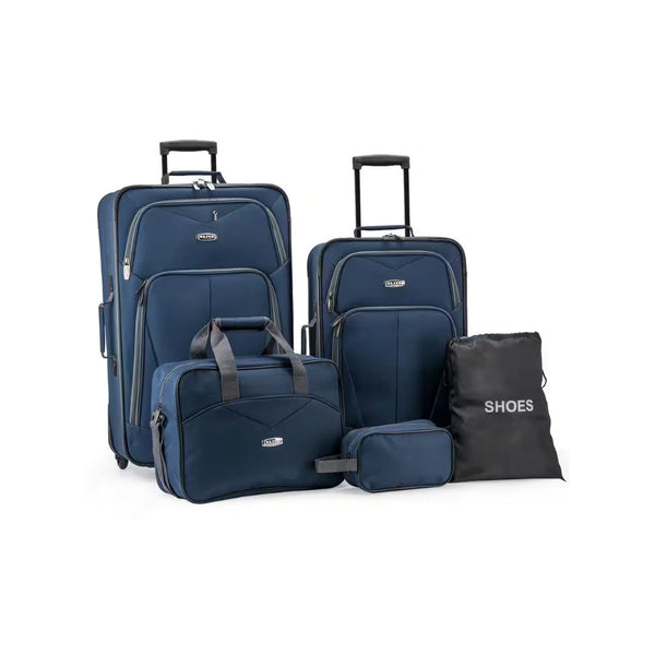 5-Piece Navy Softside Lightweight Rolling Luggage Set
