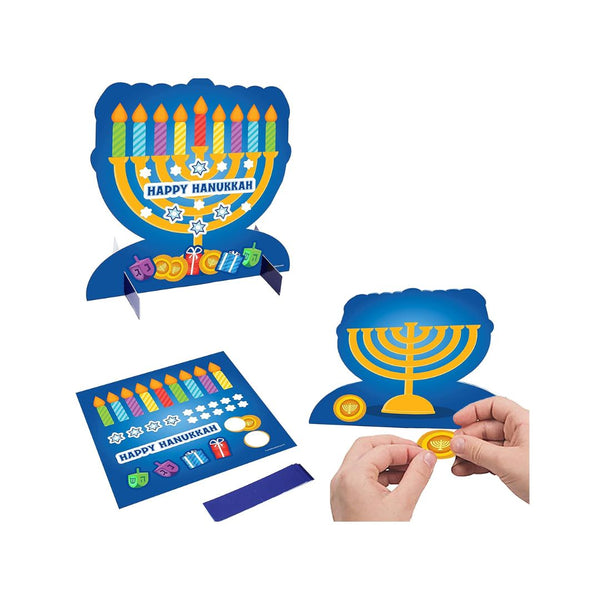 6-Pack 3D Menorah Sticker Scene – Hanukkah Table Decoration