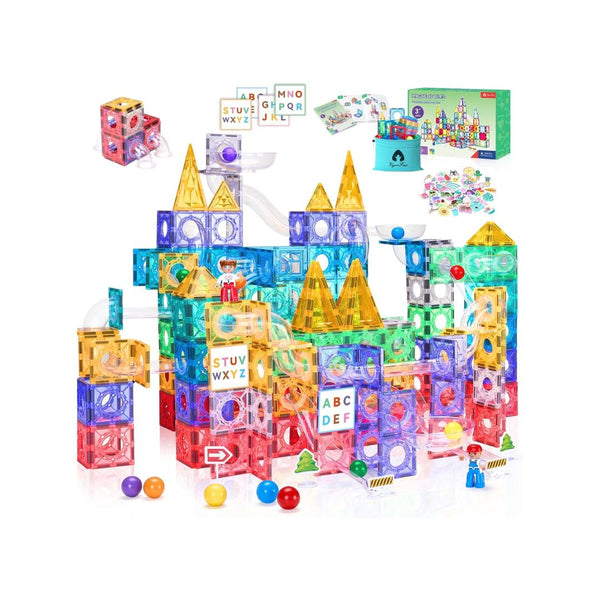 171-Pcs Magnetic Tiles and Marble Run Set