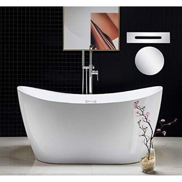 59-Inch Acrylic Freestanding Soaking Bathtub