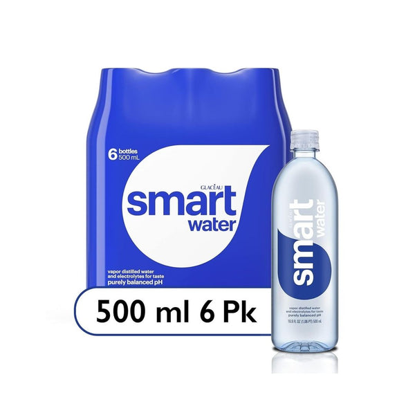 6 Bottles of 16.9 Fl Oz Smartwater Vapor Distilled Premium Water