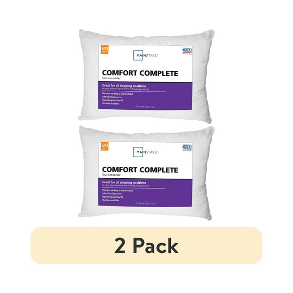 2-Pack Mainstays Comfort Complete Bed Pillow, Standard/Queen
