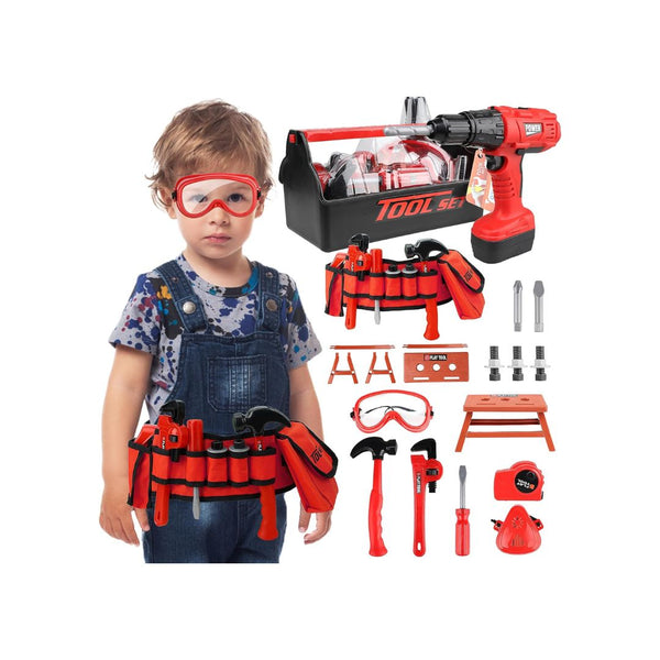 Kid's Tool Set with Kid's Tool Belt & Electronic Toy Drill