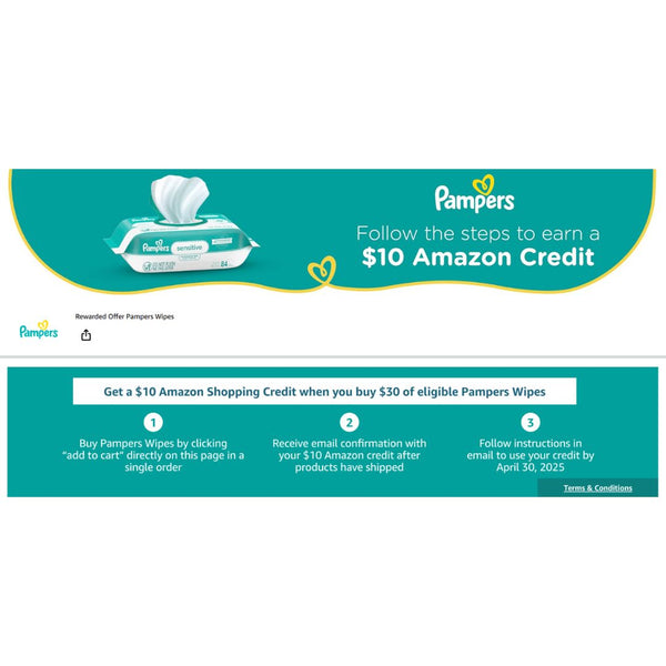 Spend $30 on Pampers Wipes and Get a $10 Amazon Credit!