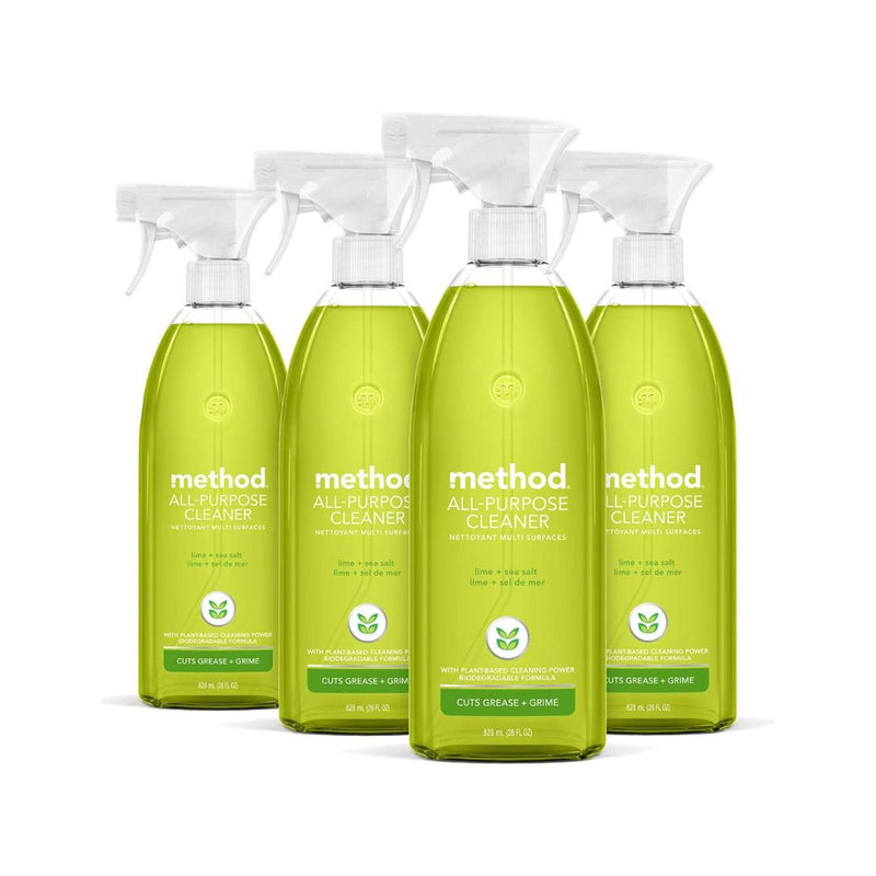 4 Bottles of Method All-Purpose Cleaner Spray, Lime + Sea Salt