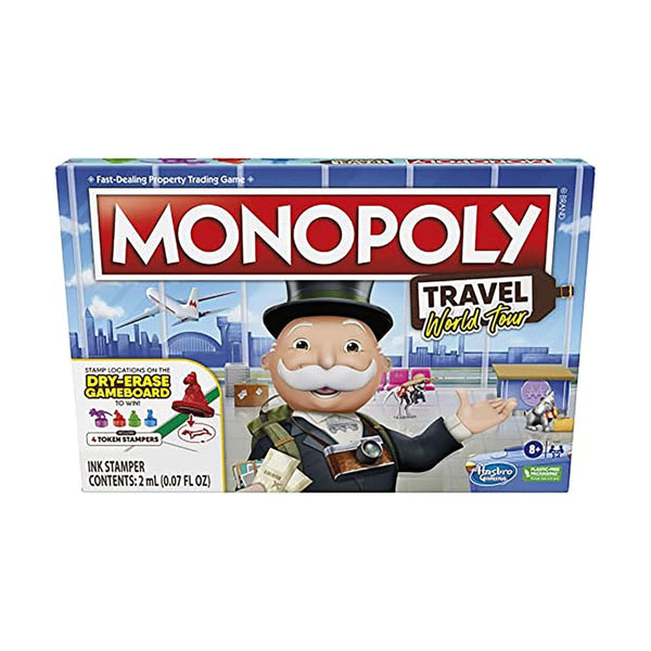 Monopoly World Tour Board Game with Token Stampers & Dry-Erase Board