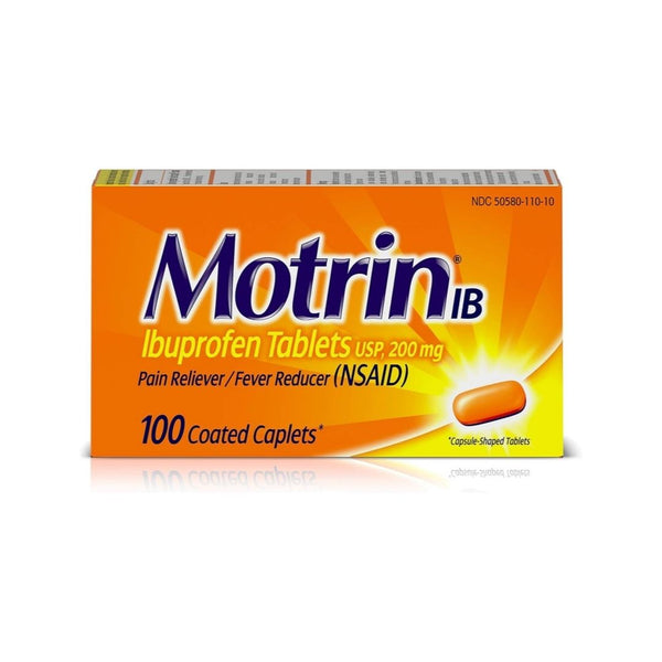 100 Motrin Ibuprofen 200mg Tablets