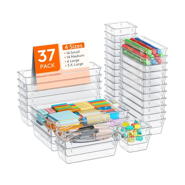37-Pcs Clear Drawer Organizers