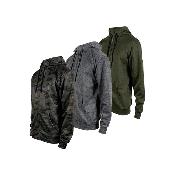 3 Men's Full Zip Up Hoodie Sweatshirt