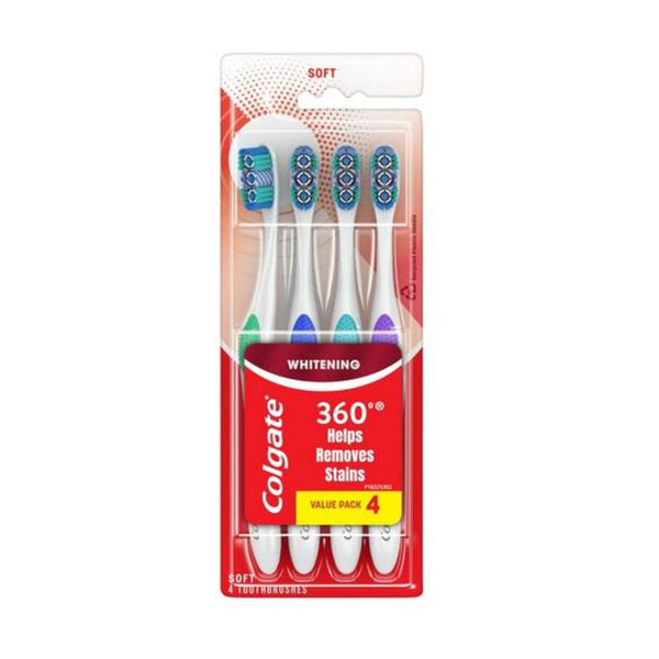 4-Pack Colgate 360 Optic White Whitening Toothbrush