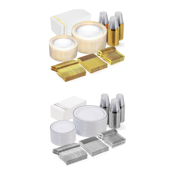350-Pcs Clear Disposable Dinnerware Sets