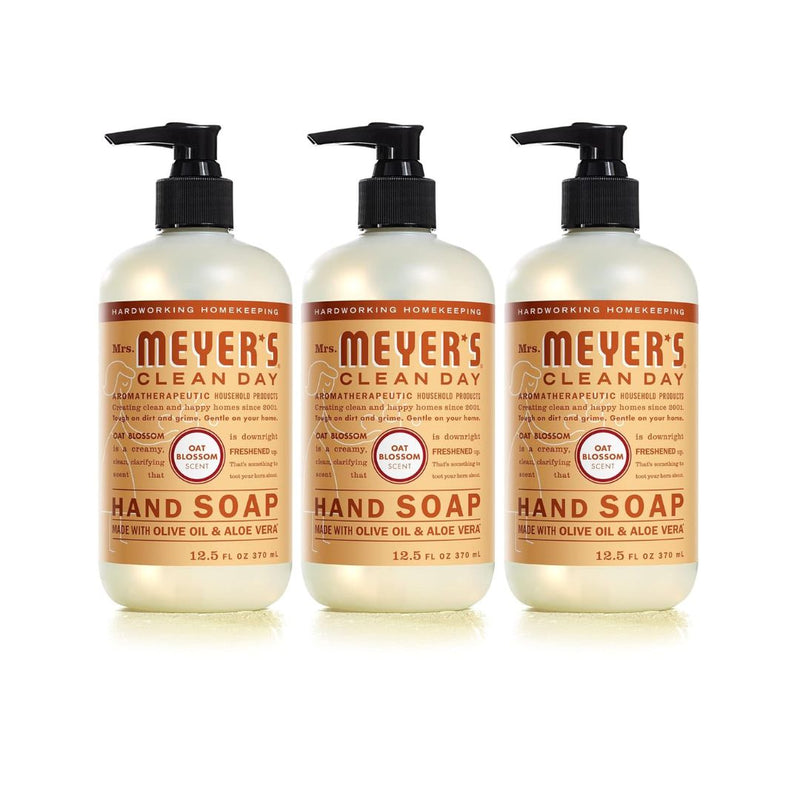 3 Bottles of MRS. MEYER'S CLEAN DAY Hand Soap, Oat Blossom