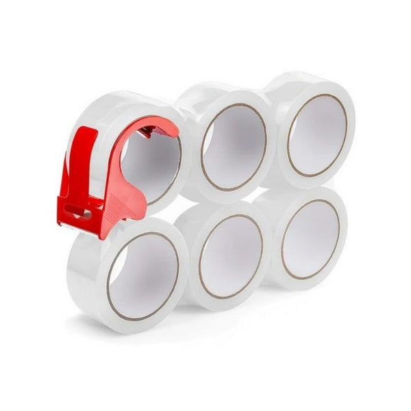 6 Rolls Clear Packing Tape with Dispenser